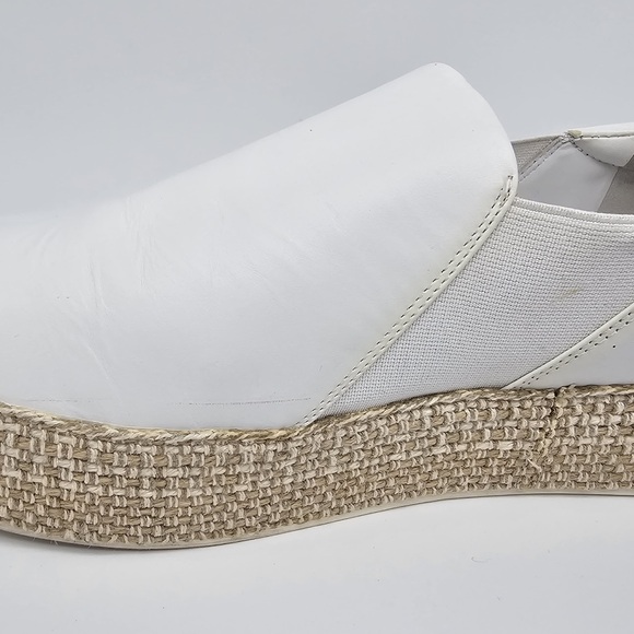 VINCE Wilden White Leather Espadrille Slip-On Flatform Loafers Sneakers sz 40 - Picture 11 of 13